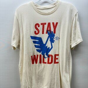 Stay Wilde Rooster Graphic T-Shirt Ivory Red Blue Indie Tagless Unisex Adult